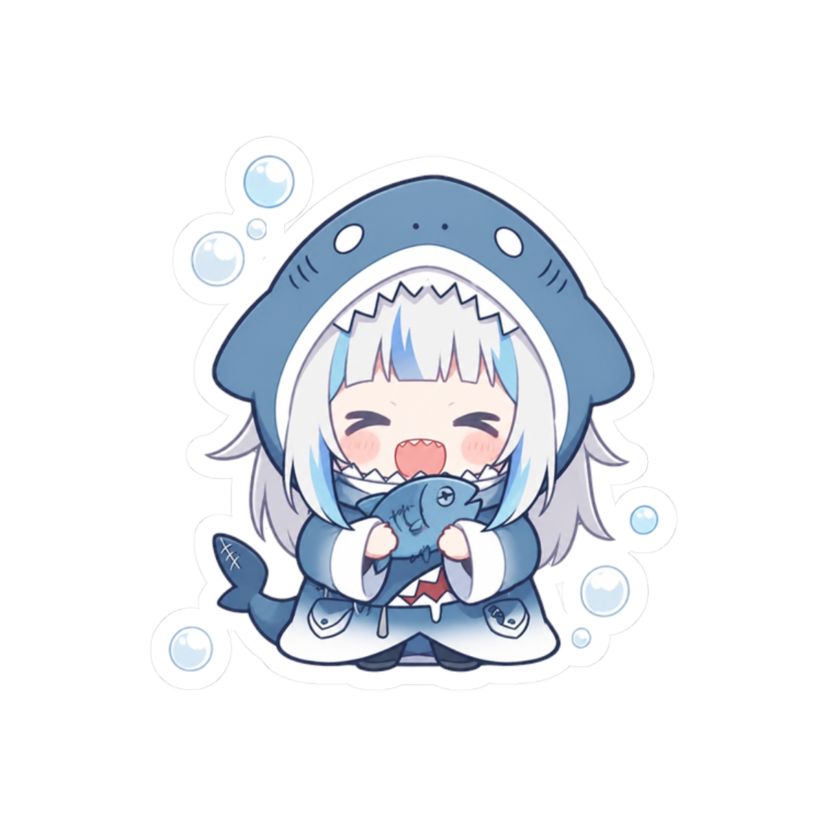 cute gawr gura chibi anime sticker, a, gawr gura hololive anime chibi sticker - alternate angle 3, merchandise