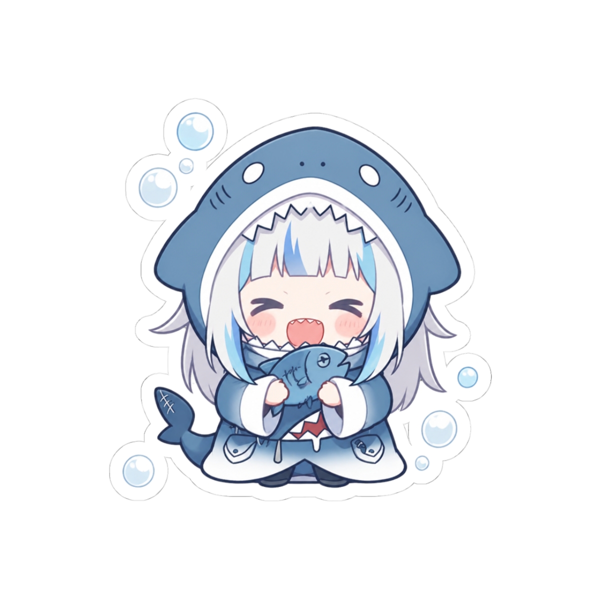 cute gawr gura chibi anime sticker, a, gawr gura hololive anime chibi sticker